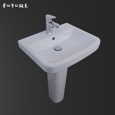 Chậu rửa tay có bệ rửa tay màu trắng hiện đại Chậu rửa tay một lỗ 550mm
