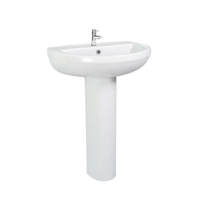 Chậu rửa tay có bệ màu trắng hiện đại 500mm một lỗ