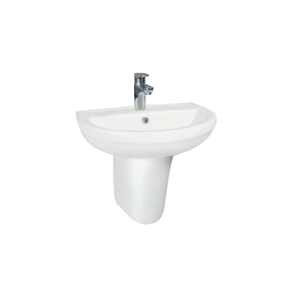 Chậu rửa tay có bệ màu trắng hiện đại 500mm một lỗ