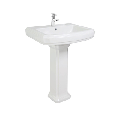 Chậu rửa bệ bước trong phòng tắm rộng 571mm Chậu rửa có bệ nhỏ màu trắng Dễ dàng làm sạch