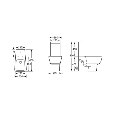 Dual Flush 3L 6L 2 Piece Sàn nhà vệ sinh Thường trực Washdown Wc Thân thiện với môi trường