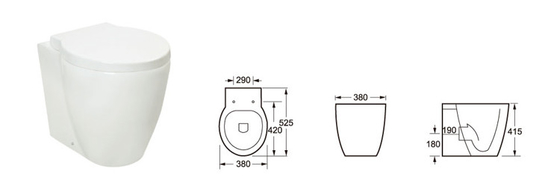 Hiệu quả xả trắng trở lại bồn cầu tường Bồn cầu gốm một mảnh 520mm