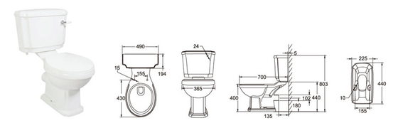 Nhà vệ sinh Wc kết hợp bằng gốm đánh bóng Môi trường 440 * 490 * 400MM