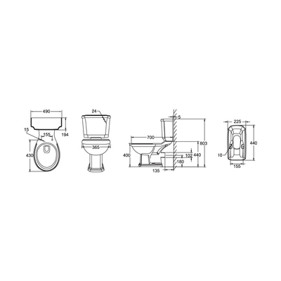 Nhà vệ sinh Wc kết hợp bằng gốm đánh bóng Môi trường 440 * 490 * 400MM