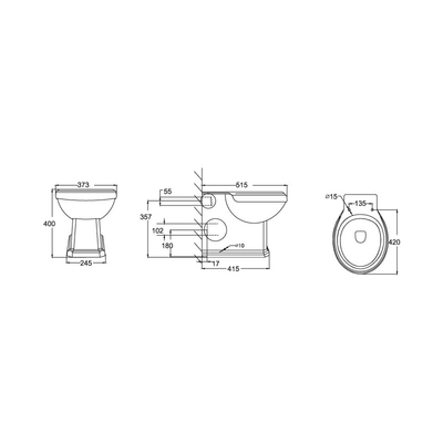 Bồn cầu âm tường tròn tráng men trơn Đóng Khớp nối sâu 420mm