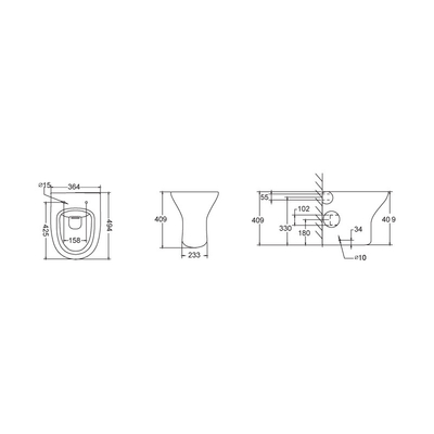 CE Trọng lực tuôn ra trở lại tường Wc Pan Comfort Chiều cao chống lão hóa