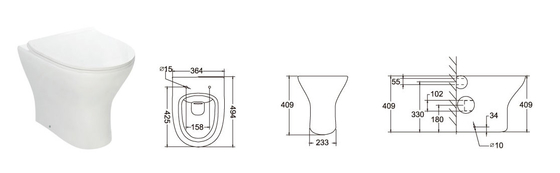 CE Trọng lực tuôn ra trở lại tường Wc Pan Comfort Chiều cao chống lão hóa