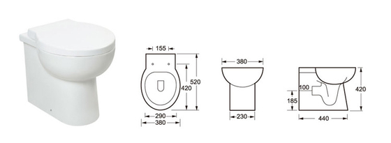 Khử mùi tự động UPC Full Back To Wall Nhà vệ sinh được gắn trên sàn