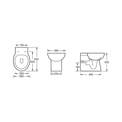 Khử mùi tự động UPC Full Back To Wall Nhà vệ sinh được gắn trên sàn