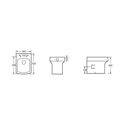 520 * 360 * 405mm Nhà vệ sinh nhỏ gọn trên tường Hệ thống xả hiệu quả cao