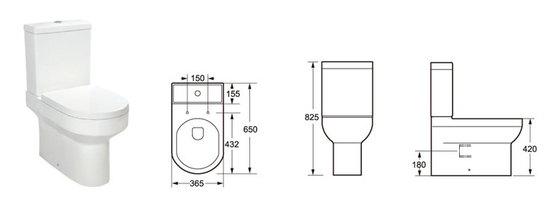 Tiết kiệm không gian xả nước hiệu quả Nhà vệ sinh kết hợp đóng 650 * 365 * 825mm
