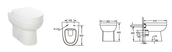 Tự động khử mùi One Piece Back To Wall Toilet Độ bền cao