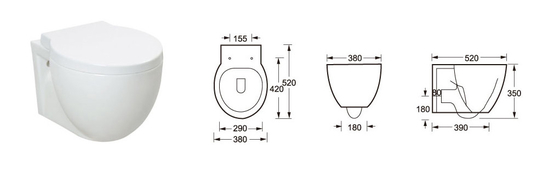 Mute Flushing One Piece Wall Hung Nhà vệ sinh treo tường Nhà vệ sinh tự động khử mùi