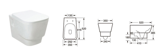 Tường phòng tắm OEM Tủ treo tường treo tường Hung Wc 520 * 350 * 385mm
