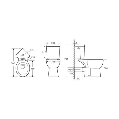 Nút xả CE Hiện đại Close Coupled Toilet Vận hành tự động kéo dài