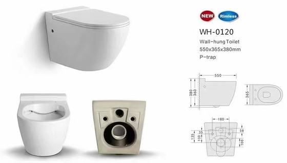 Smooth Glazed Wall Hung Toilet Trọng lực Flushing Tự động khử mùi