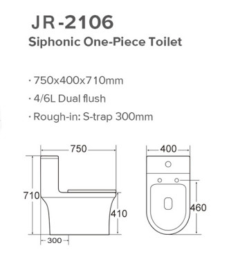 Tủ cấp nước siphon chiều cao CE 710mm với S-Trap Sử dụng thoải mái