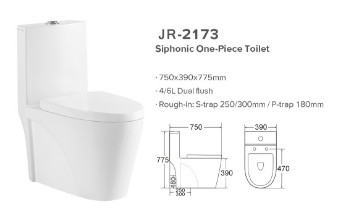Tủ đựng nước một mảnh Siphonic môi trường với phụ kiện xả được WARS phê duyệt