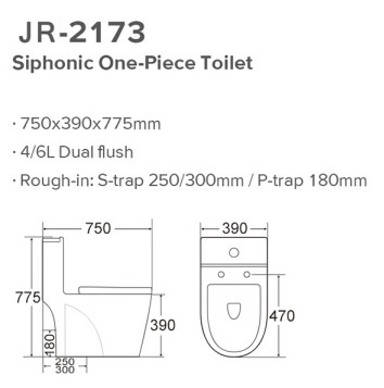 UPC Philippine Watercloset Siphonic One Piece Toilet S Trap Commode 750x390x775mm