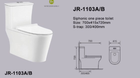 Tự làm sạch Siphonic Một mảnh Tủ đựng nước bằng gốm Bát dài