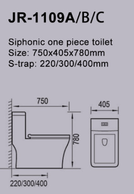 Bồn cầu một mảnh Philippine Siphonic một mảnh chống trầy xước Thiết kế siêu ống 50mm