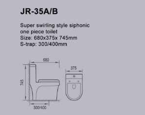 Tiết kiệm nước Kinh tế Một mảnh Siphon Jet Water Closet 680 * 375 * 745mm