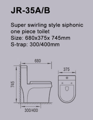 ISO9001 Nhà vệ sinh xả Siphonic Single Piece Commode Kiểu siêu xoáy